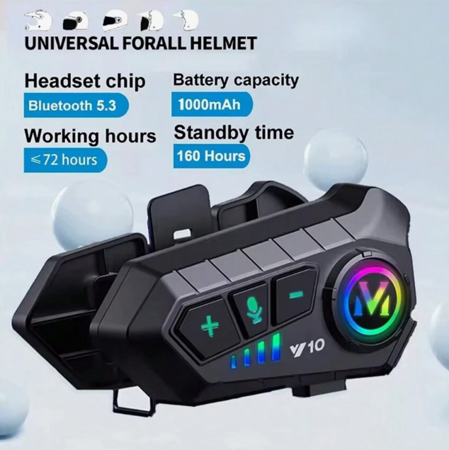 Auricular para casco Bluetooth IPX6 V10