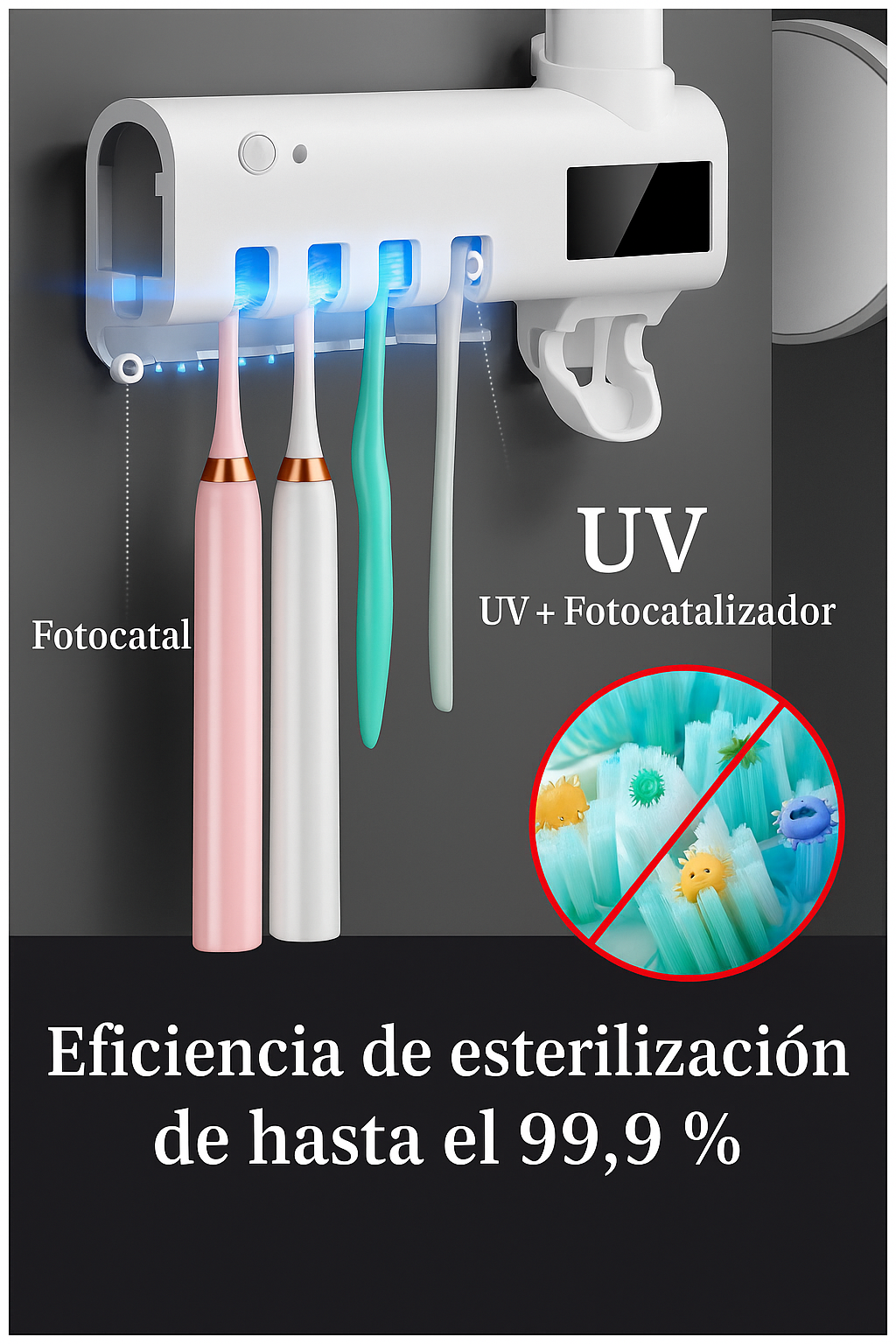 Dispensador crema dental con esterilizador UV